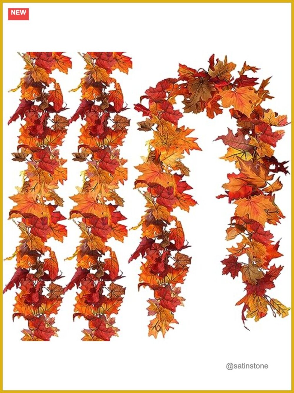 3 Pack Fall Leaves Garland, Silk Maple Vines for Thanksgiving Party Decor